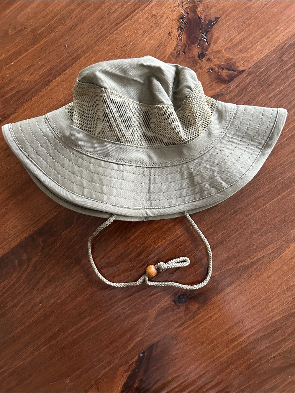 Sun Bucket Hat with Chin Cord - Beige